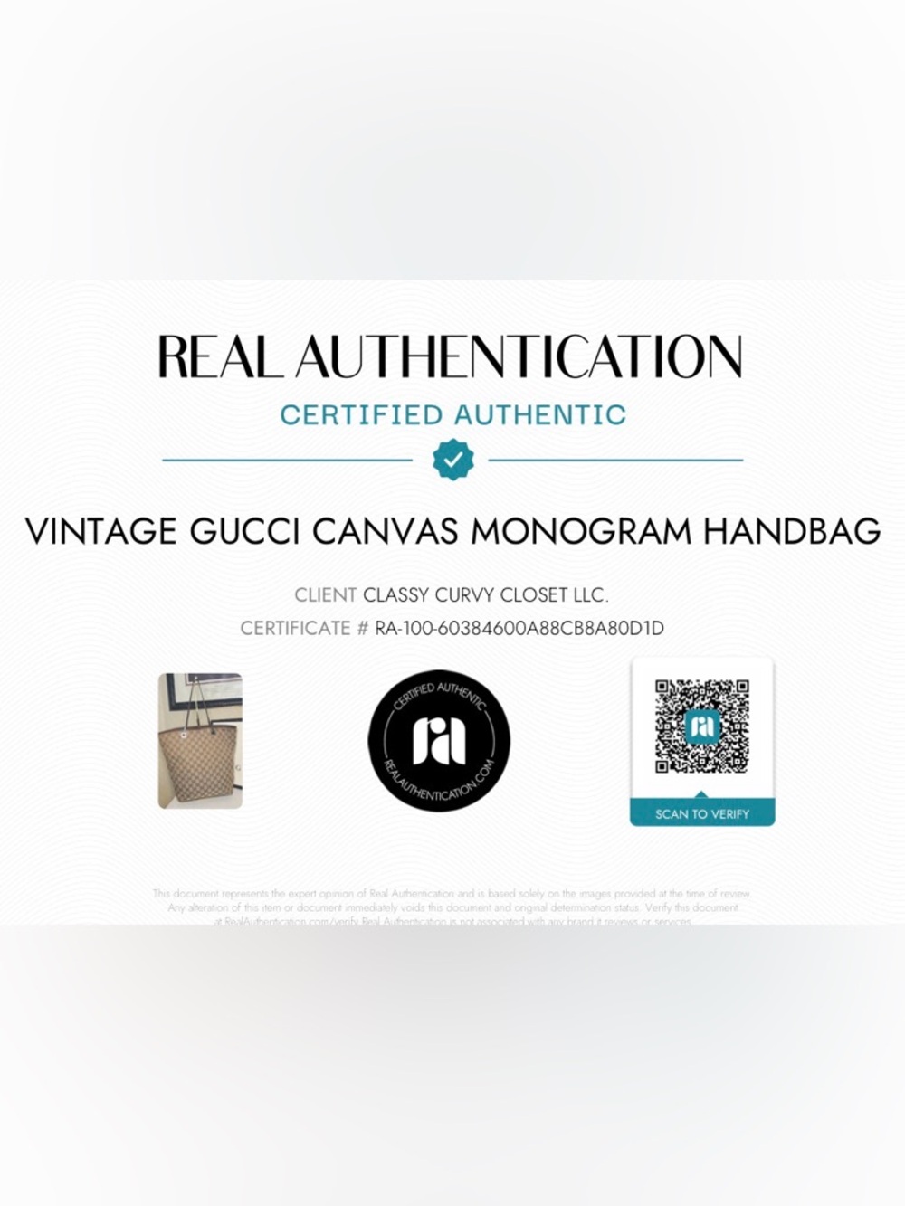 Authentic Vintage Gucci GG Monogram Canvas Tote Shoulder Bag w/COA - Picture 15 of 15